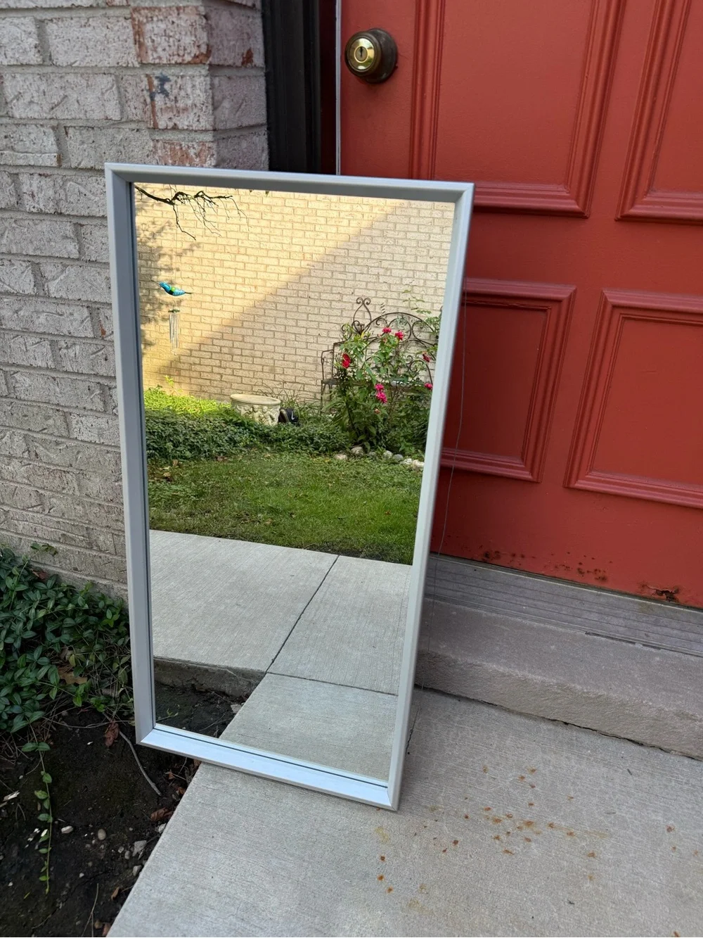 Contemporary Silver Framed Wall Mirror - Silver by IKEA 18X36 .